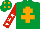 Silk - Emerald green, orange cross of lorraine, red sleeves, white stars, emerald green cap, orange diamonds