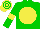 Silk - Big-green body, yellow disc, big-green arms, yellow armlets, yellow cap, big-green hooped