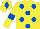 Silk - Yellow, royal blue spots, armlets and diamond on cap