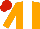 Silk - orange, white stripe, red cap
