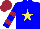 Silk - Blue, yellow star, garnet bars on blue sleeves, garnet cap