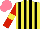 Silk - Yellow, black stripes, red sleeves, yellow armbands, salmon cap