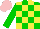 Silk - Green and yellow checked, pink cap