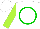 Silk - white, green circle, lime sleeves