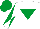 Silk - White, emerald green inverted triangle, diabolo on sleeves, emerald green cap