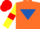 Silk - ORANGE, ROYAL BLUE inverted triangle, YELLOW sleeves, RED armlets, RED cap