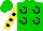 Silk - Green, black horseshoes, black spots on yellow sleeves