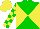Silk - Green, yellow diagonal quarters, green blocks on yellow sleeves, yellow cap