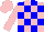 Silk - pink and blue checks, pink sleeves and cap