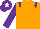 Silk - Orange, purple epaulets and sleeves, purple cap, white star