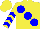 Silk - Yellow, large blue spots, blue chevrons on sleeves