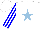 Silk - White, light blue star, white and blue striped sleeves