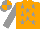 Silk - Orange body, grey stars, grey arms, grey cap, orange quartered