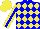 Silk - blue, yellow diamonds, sleeves, blue stripe,  blue cap, yellow cap