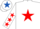 Silk - WHITE, red star & stars on sleeves, white cap, royal blue star