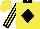 Silk - Yellow, black diamond, black collar and cuffs, black stripes on yellow cap