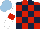 Silk - Red, dark blue checks, white sleeves with red armlets, light blue cap