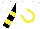 Silk - White, yellow horseshoe, yellow hoops on black sleeves