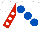 Silk - White, royal blue large spots, white dots on red sleeves