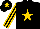 Silk - black, gold star, striped sleeves, gold star on cap