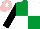 Silk - Emerald green & white quartered, black sleeves, pink cap, white star