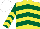 Silk - Yellow, dark green chevrons, dark green and yellow chevrons on sleeves, white cap