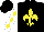Silk - black, yellow fleur-de-lys, yellow diamonds on white sleeves