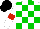 Silk - White, green checks, red armlets, black cap