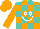 Silk - Orange, turquoise  blocks, white smiley face, orange cao