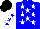 Silk - Blue, white stars, white sleeves with blue stars, black cap