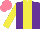 Silk - Purple, yellow stripe, sleeves, salmon cap