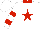 Silk - White, red star and collar, two red hoops on sleeves