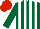 Silk - Dark green & white stripes, red cap