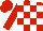 Silk - red and white checked, white cross on sleeves