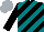 Silk - Black, navy, silver &  teal diagonal stripes, silver cap