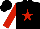 Silk - Black, red star 'w' on back, red sleeves