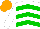 Silk - WHITE, green chevrons, orange cap