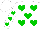 Silk - white, green hearts, green hearts on white sleeves
