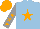 Silk - light blue, orange star, grey sleeves with orange stars, orange cap