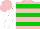 Silk - pink and green hoops, white sleeves, pink cap