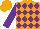 Silk - Orange, purple diamonds, purple sleeves