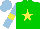 Silk - green, yellow star, yellow armlets on light blue sleeves, light blue cap