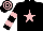 Silk - black, pink star, hooped sleeves and cap