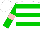 Silk - White, pink, white, and green hoops, pink hoop on green slvs