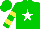Silk - Green, white star, yellow bars on sleeves