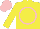 Silk - Yellow, pink circle and rose bud, pink cap