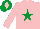 Silk - Pink, emerald green star, emerald green cap, pink diamond