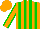 Silk - Orange, green stripes, orange sleeves, green seams