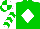 Silk - green, white diamond, green chevrons on white sleeves, quartered cap