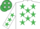 Silk - WHITE, emerald green stars